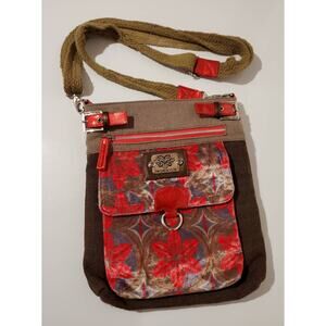 Corazon De Melon Floral Mexican Designer Adjustable Velour Canvas Crossbody Bag